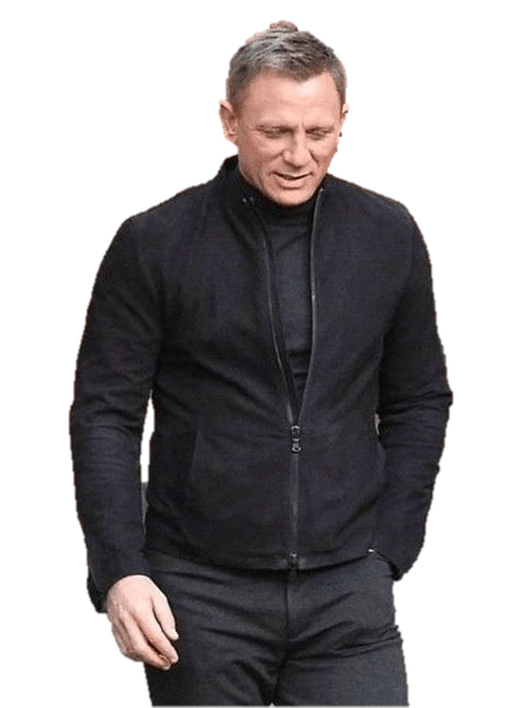 James Bond Men's Black Leather Suede Jacket-3