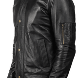 Lamb Leather Biker Jacket Men-4