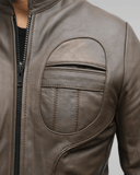 Mens 70s Style Brown Vintage Biker Leather Jacket-3