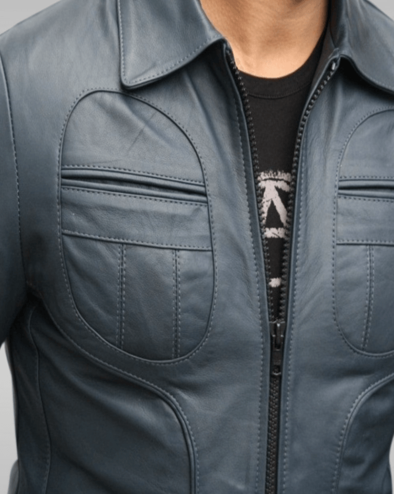 Mens 70s Style Brown Vintage Biker Leather Jacket-8