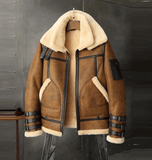 Mens B3 RAF Aviator Brown Sheepskin Leather Jacket-1