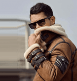 Mens B3 RAF Aviator Brown Sheepskin Leather Jacket-2