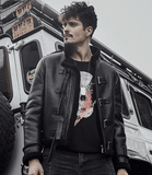 Mens B3 RAF Black Sheepskin Motorcycle Shearling Jacket-1