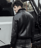 Mens B3 RAF Black Sheepskin Motorcycle Shearling Jacket-2