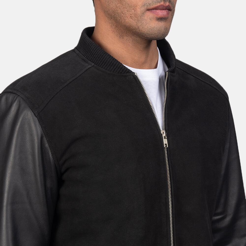 Mens Black Suede Leather Jacket Zoom