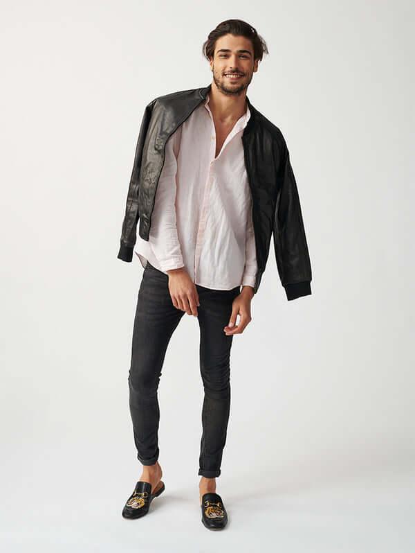 Mens Bolzano Bomber Leather Jacket-16