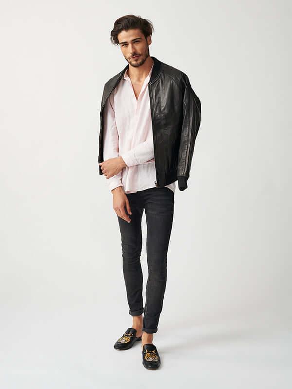 Mens Bolzano Bomber Leather Jacket-17