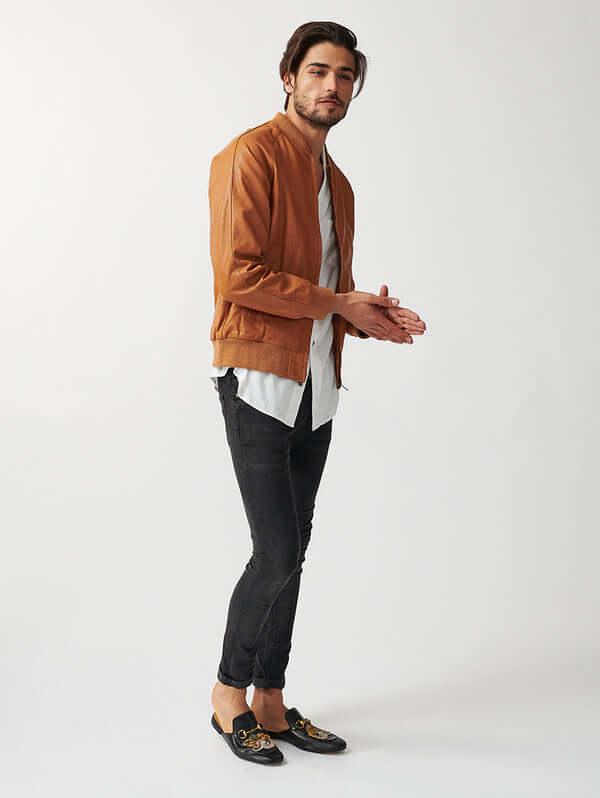 Mens Bolzano Bomber Leather Jacket-6