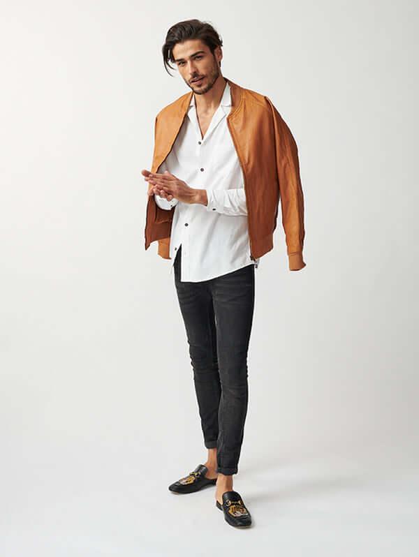 Mens Bolzano Bomber Leather Jacket-9