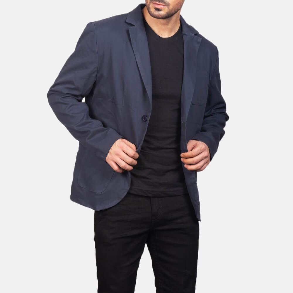 Mens Borges Navy Blue Blazer Jacket Model
