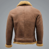 Mens Brown B3 Shearling Sheepskin WW 2 Bomber Jacket-2
