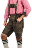Mens Lederhosen Dark Gray Deer Motifs-1