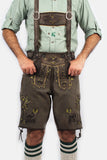 Mens Lederhosen Dark Gray Deer Motifs