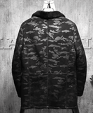 Mens RAF Black Camo Lapel Shearling Leather Coat-2