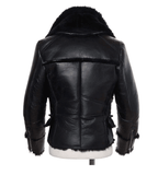Mens Sheepskin Biker Black fur Aviator Jacket-1