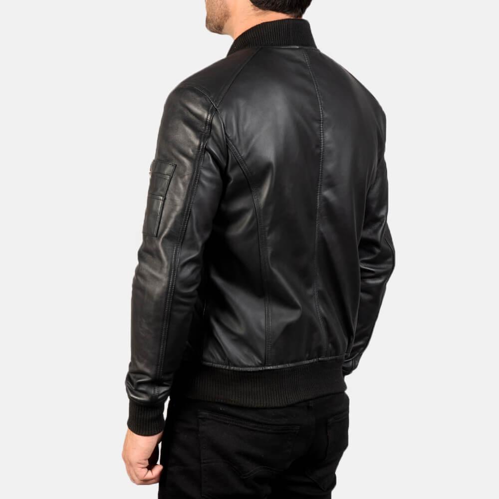 Mens Stylish Bomber Leather Jacket Back