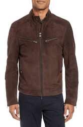 Brown Suede Leather Biker Jacket