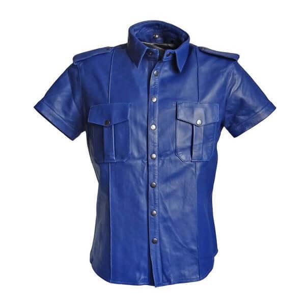 PoliceShortSleeveLeatherShirt-1