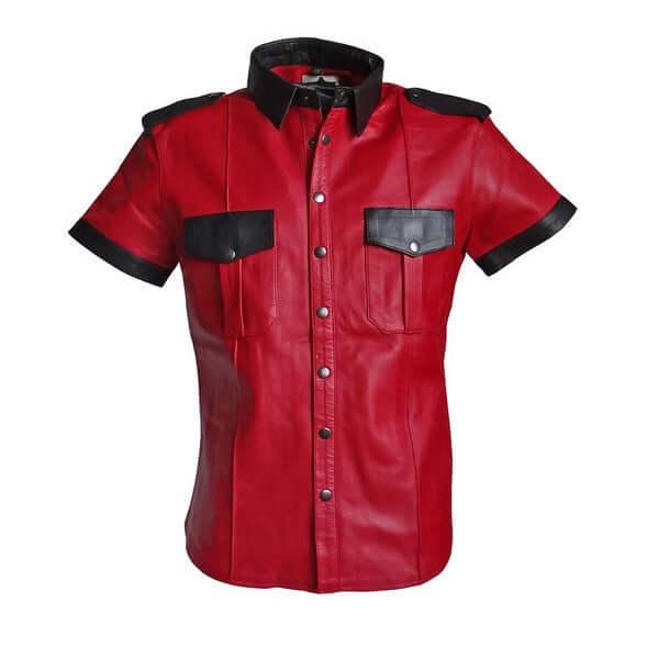 PoliceShortSleeveLeatherShirt-3