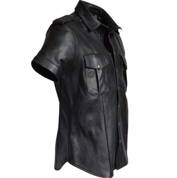 PoliceShortSleeveLeatherShirt-4