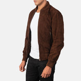 Shane Mocha Suede Bomber Jacket Men-4