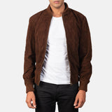 Shane Mocha Suede Bomber Jacket Men