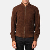 Shane Mocha Suede Bomber Jacket Men-3