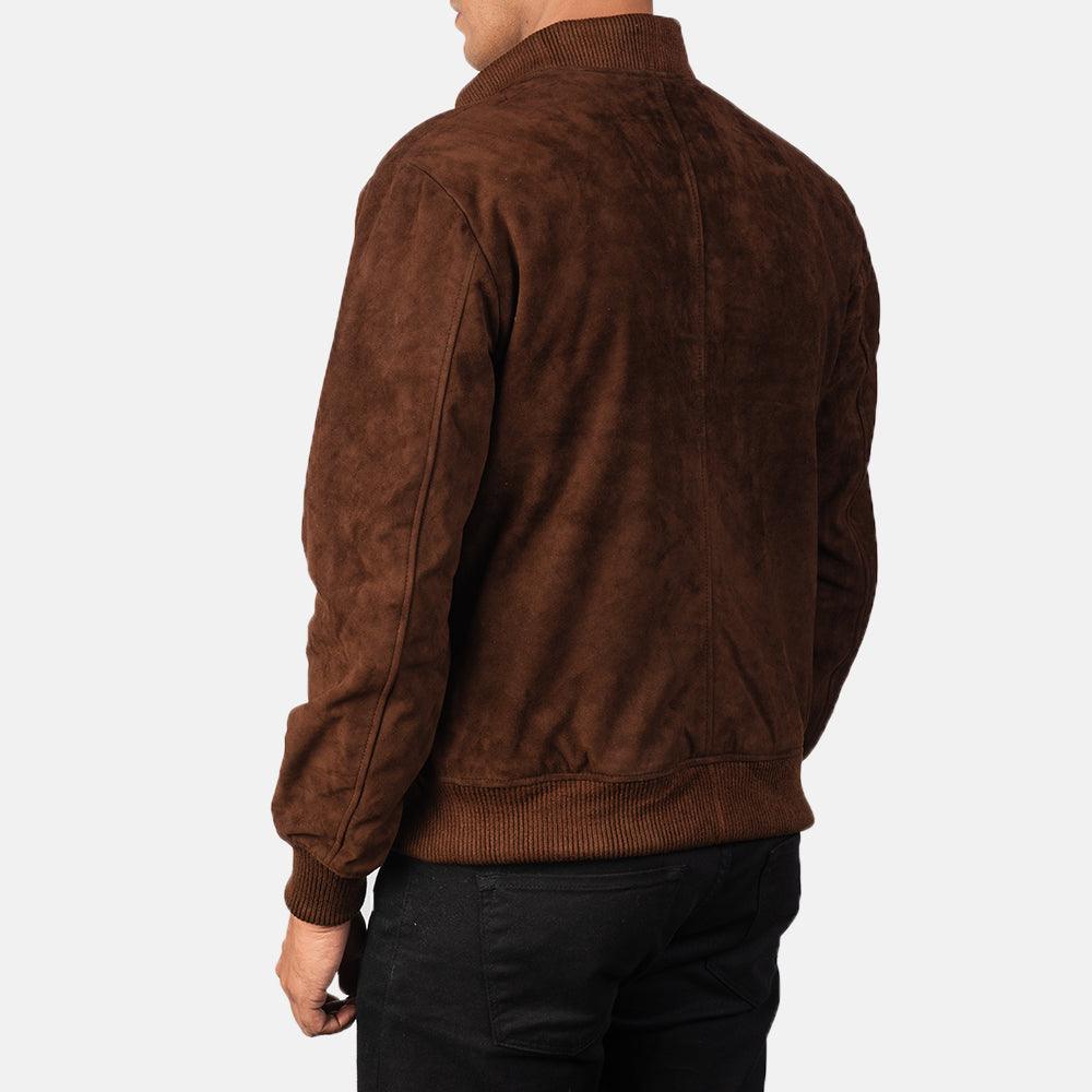 Shane Mocha Suede Bomber Jacket Men-2