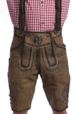 Short Men’s Lederhosen Deep Greenish Brown-1