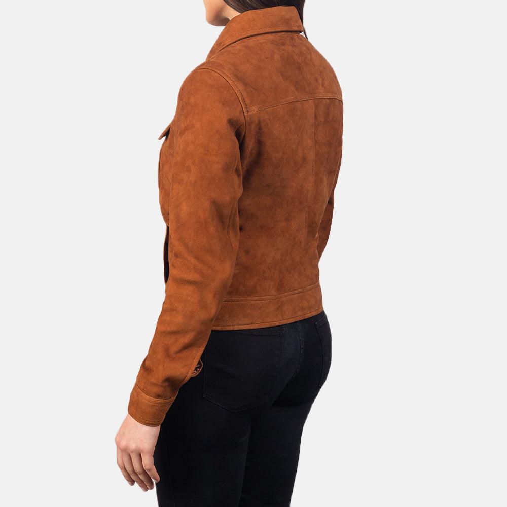 Tan Suede Leather Jacket Women-2
