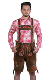 Traditional German Lederhosen Brown Red-1