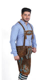 Traditional German Lederhosen Brown Rose-3