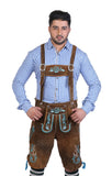 Traditional German Lederhosen Brown Rose-1