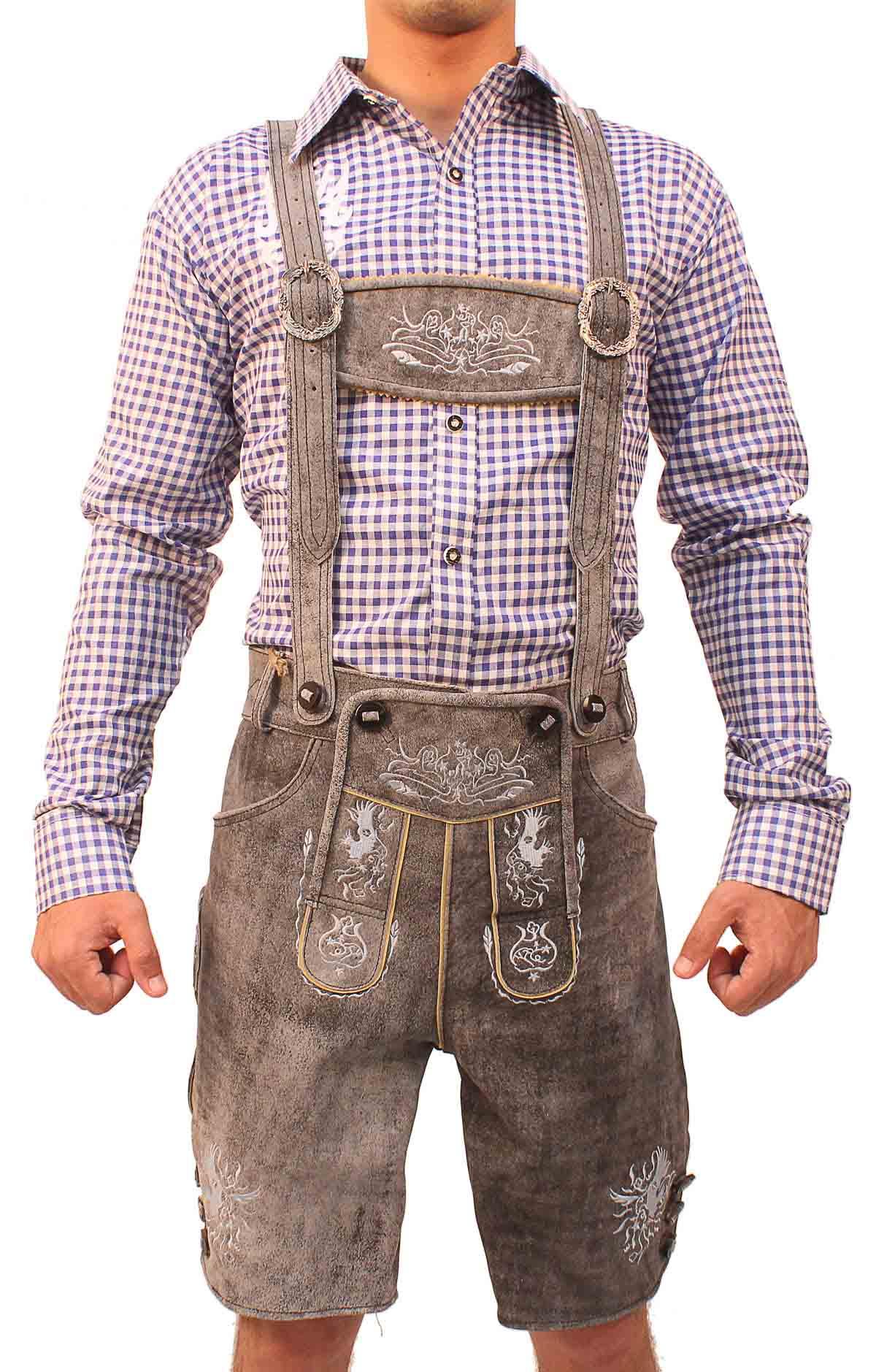 Traditional German Lederhosen Gray Slate