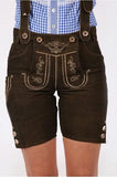 Traditional German Lederhosen Women Dark Deer-3