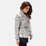 Women's Donna Black White Leather Blazer Jacket-3