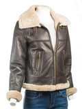 Womens Brown B3 Bomber Aviator Shearling Jacket-1