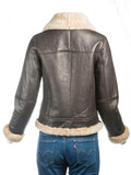 Womens Brown B3 Bomber Aviator Shearling Jacket-4