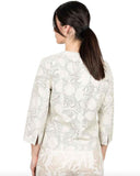 Womens Floral Laser Cut Short Leather Jacket-1