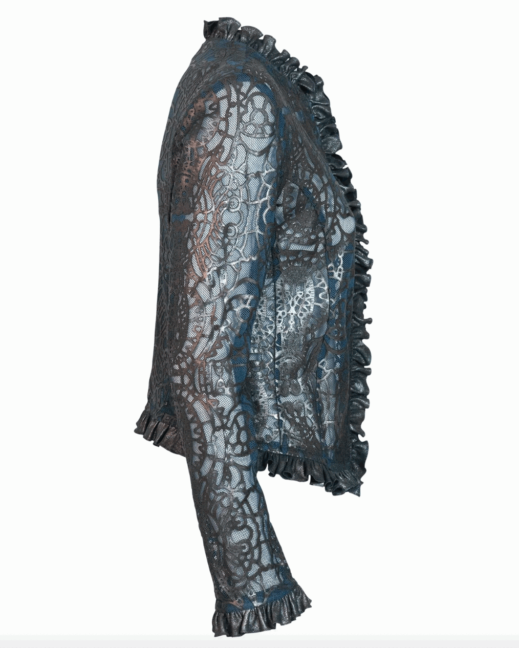 Womens Laser Engraved Lingerie Leather Jacket-2