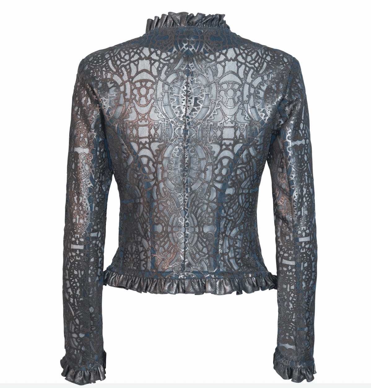 Womens Laser Engraved Lingerie Leather Jacket-3