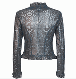 Womens Laser Engraved Lingerie Leather Jacket-3