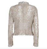 Womens Platinum Laser Cut Lingerie Leather Jacket Back