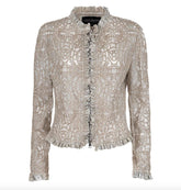 Womens Platinum Laser Cut Lingerie Leather Jacket Front