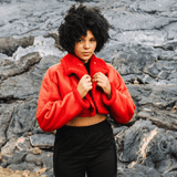 Womens Red Sheepskin Reversible Shearling Jacket-2