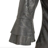 Womens Short Laser Cut Grey Leather Jacket-3