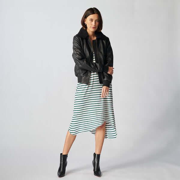 Zermatt Leather Bomber Jacket For Women-1