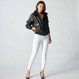 Zermatt Leather Bomber Jacket For Women-13