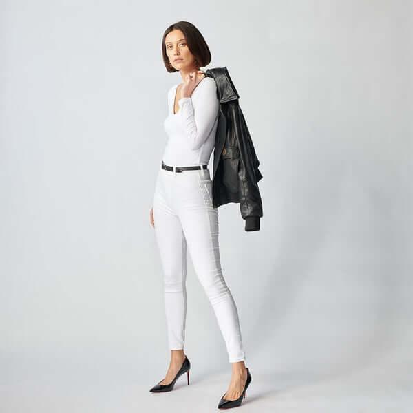 Zermatt Leather Bomber Jacket For Women-15