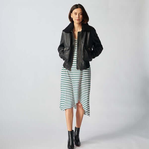 Zermatt Leather Bomber Jacket For Women-2